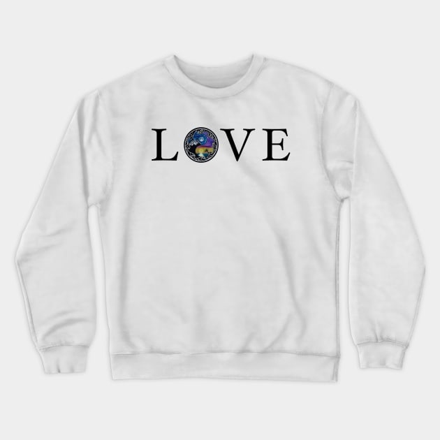 Wanderlust Love black graphx yin yang zen mountains and oceans Crewneck Sweatshirt by BrederWorks